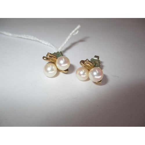 370 - Pair of 9ct Gold and Twin Cultured Pearl Earrings