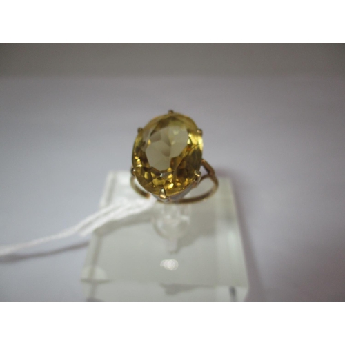 375 - Large Oval Citrine Ring in 9ct Gold Mount, Size M, 4g