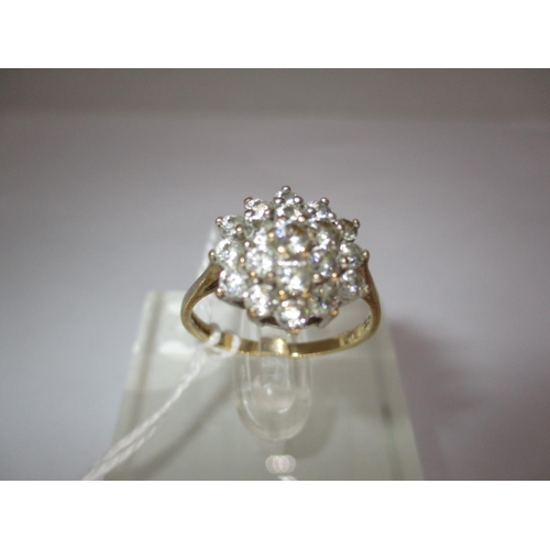 377 - 9ct Gold and Clear Stone Star Shaped Cluster Ring, Size Q, 2.9g