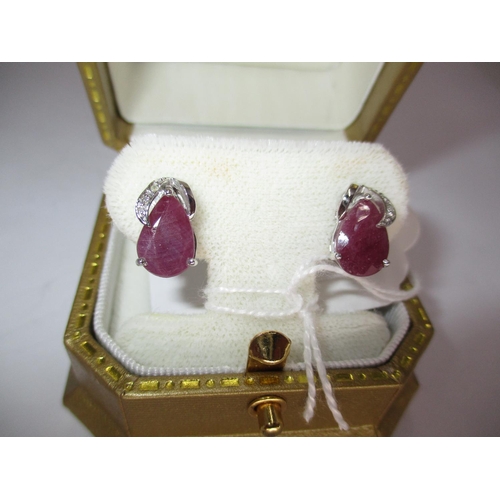 433 - 9ct White Gold Ruby and Diamond Earrings