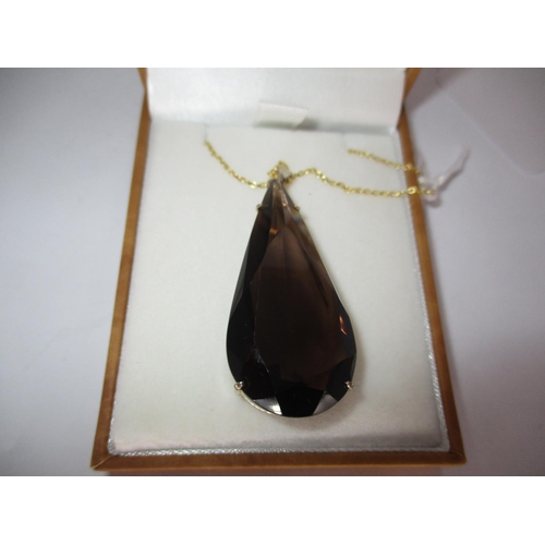 436 - Large Smoky Quartz Pendant  and Chain