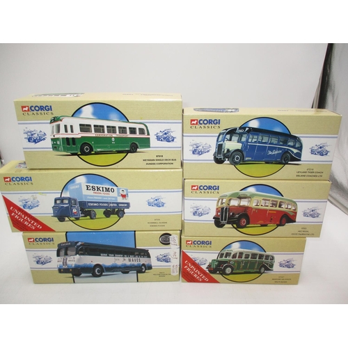 469 - Six Corgi Classics Buses, 98473, 97018, 97335, 97347, 97021, 97216