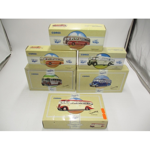 471 - Six Corgi Classics Commercial Buses, 97174, 97821, 97171, 97192, 97108, 97186