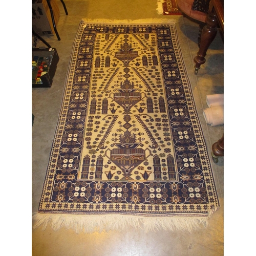 531 - Persian Wool Triple Vase Rug, 205x111cm