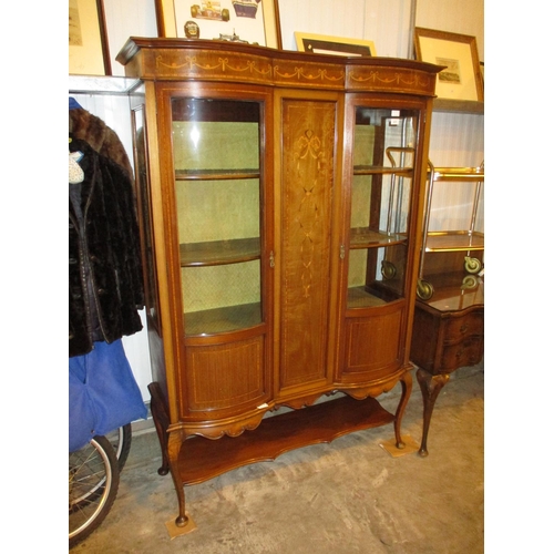 577 - Edwardian Inlaid Mahogany Display Cabinet, 118cm