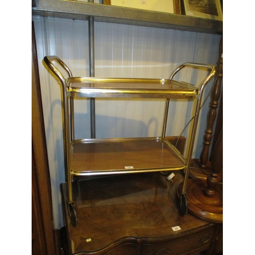 578 - Gilt Metal Trolley and a Bridge Table