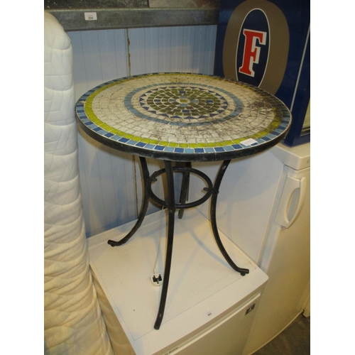 591 - Metal and Mosaic Garden Table with 2 Chairs