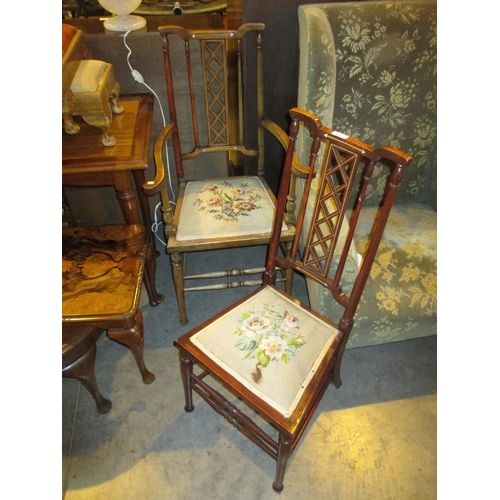 604 - Edwardian Occasional Arm Chair and Side Chair