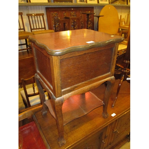 610 - Oak Work Box with Fold Over Card Table Top