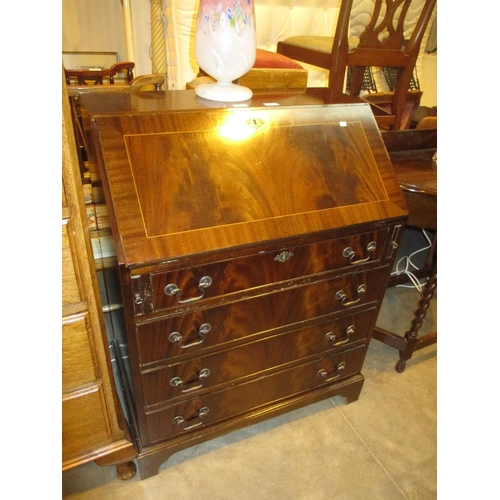 616 - Reproduction Inlaid Mahogany Bureau, 74cm