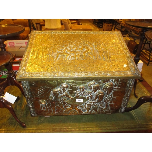 639 - Embossed Brass Coal Box