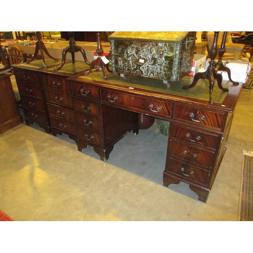 641 - Reproduction Mahogany Double Pedestal Desk and a  Pair of 2 Drawer Filing Cabinets