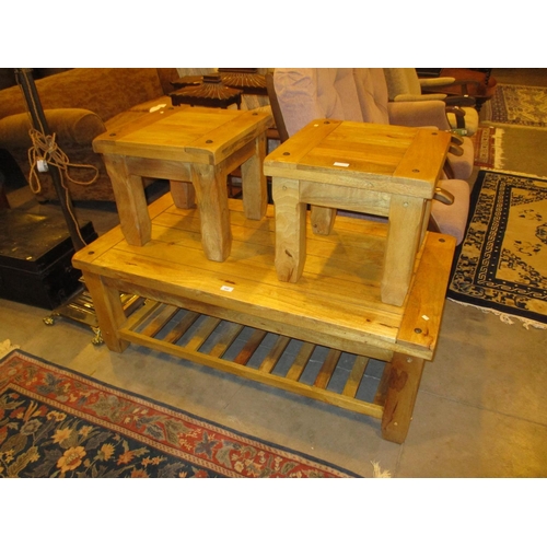 642 - Set of Rustic Style Coffee Tables and a Pair of Side Tables