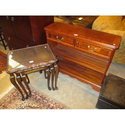 647 - Mahogany Hall Shelves and a Nest of 3 Tables