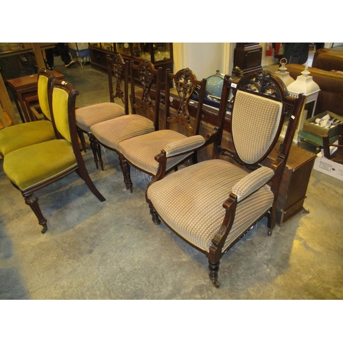 662 - Edwardian Parlour Arm Chair and 3 Side Chairs