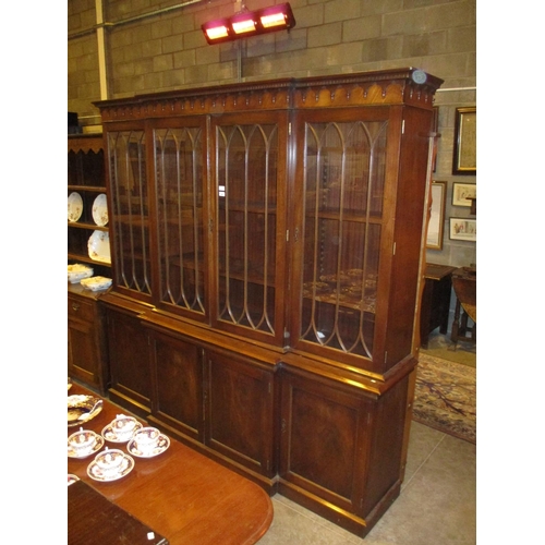 699 - Reproduction Mahogany Library Bookcase, 210cm