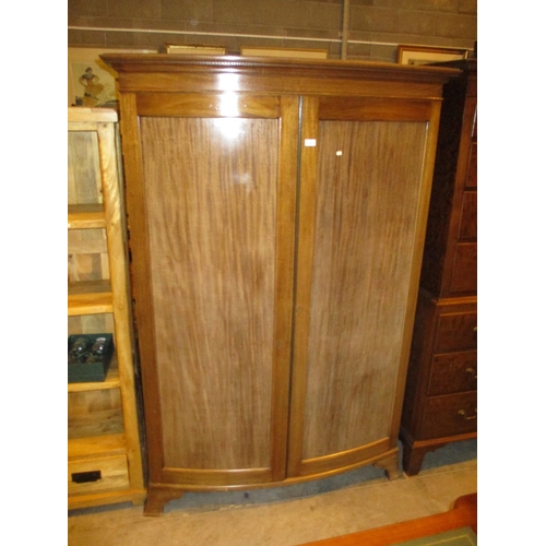 706 - 1920s Mahogany Bowfront Wardrobe, 124cm