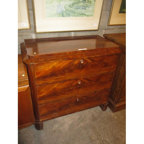 730 - 19th Century Continental Mahogany Chest of 3 Drawers, 97cm