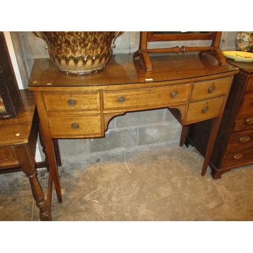 737 - Inlaid Mahogany 5 Drawer Bowfront Side Table, 122cm