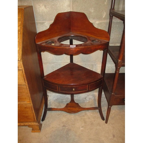 745 - 19th Century Inlaid Mahogany Corner Wash Stand