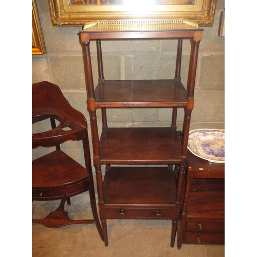 746 - 19th Century Mahogany 4 Tier What Not with Brass Gallery Top