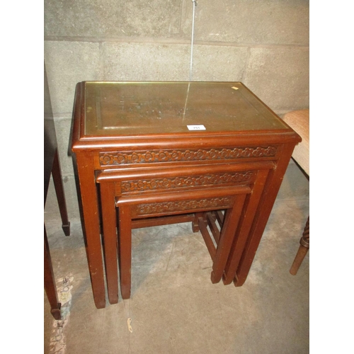 751 - Chinese Carved Wood Nest of 3 Tables