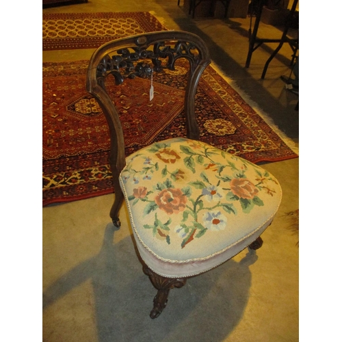 753 - Victorian Tapestry Seat Nursing Chair