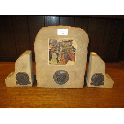 174 - Pair of Houses of Parliament Stone Bookends, made of stone from the bomb damaged Houses of Parliamen... 