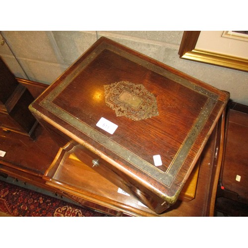 511 - Victorian Rosewood and Brass Vanity Case Containing Silver Top Jars and Bottles, Glasgow 1859