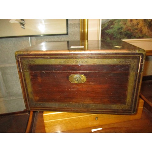 511 - Victorian Rosewood and Brass Vanity Case Containing Silver Top Jars and Bottles, Glasgow 1859