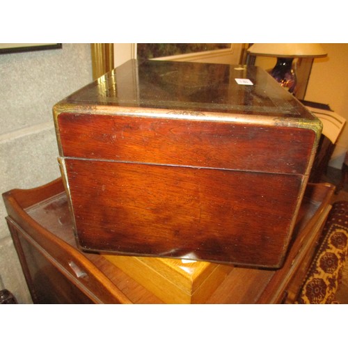 511 - Victorian Rosewood and Brass Vanity Case Containing Silver Top Jars and Bottles, Glasgow 1859