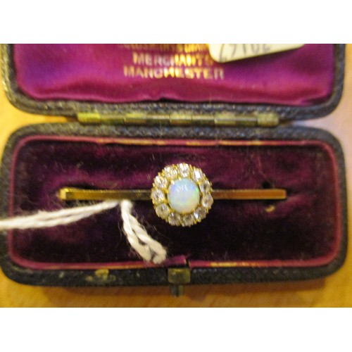 304 - 9ct Gold Diamond and Opal Brooch, 2.9g