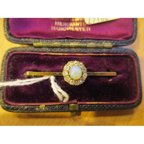 304 - 9ct Gold Diamond and Opal Brooch, 2.9g