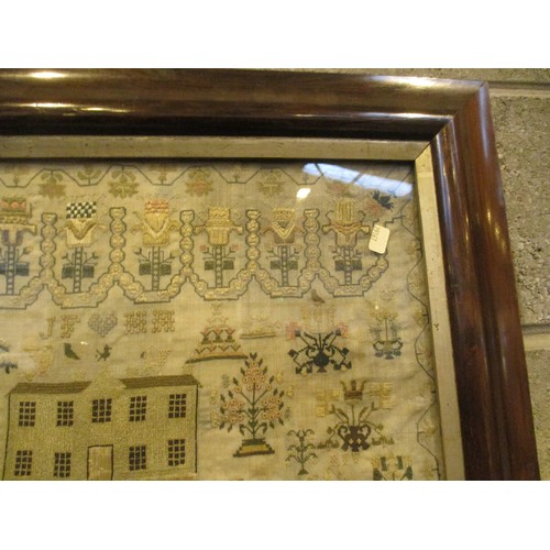 554 - 19th Century Rosewood Framed Sampler by Christian Fisher, 49x43cm