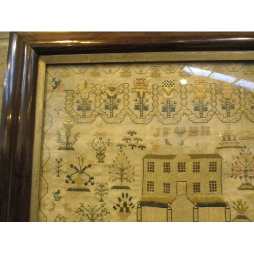 554 - 19th Century Rosewood Framed Sampler by Christian Fisher, 49x43cm