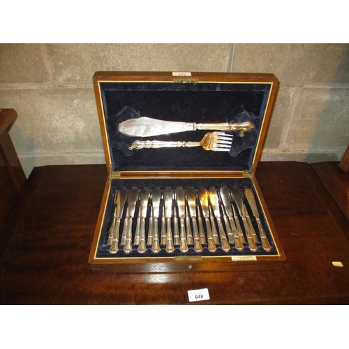 112 - Alexander Scott Cased Set of Fish Knives and Forks with Servers, 12 place setting