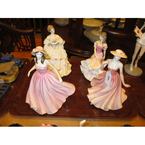 162 - Four Compton & Woodhouse Royal Doulton Figures, Georgina HN4237, CW580, Shall I Compare Thee HN3999 ... 