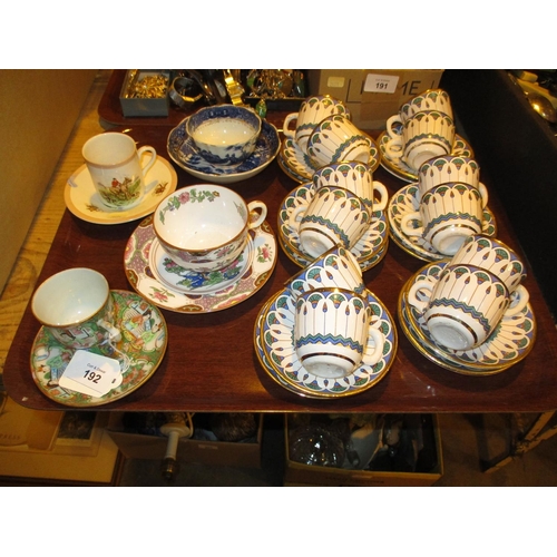 192 - Canton Porcelain Coffee Cup and Saucer, Other Cups and Saucers and a Pottery Coffee Set