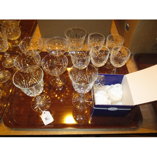 20 - Three Sets of 4 Crystal Glasses and Napkin Rings