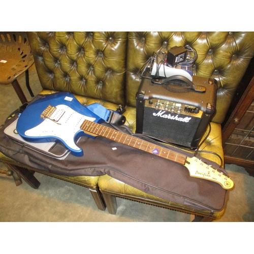 256 - Yamaha Pacifica Electric Guitar with a Marshall Amp and an RP50 Pedal