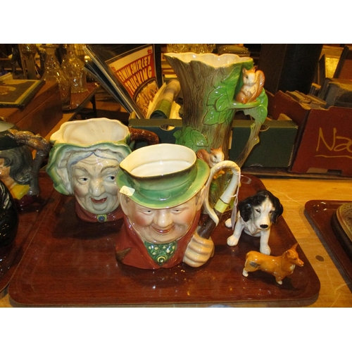 3 - Two Beswick Character Jugs, Hornsea Jug and 2 Dogs