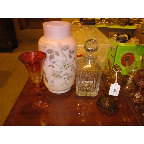 66 - Victorian Glass Vase, Crystal Decanter, Venetian Goblet and an Urn