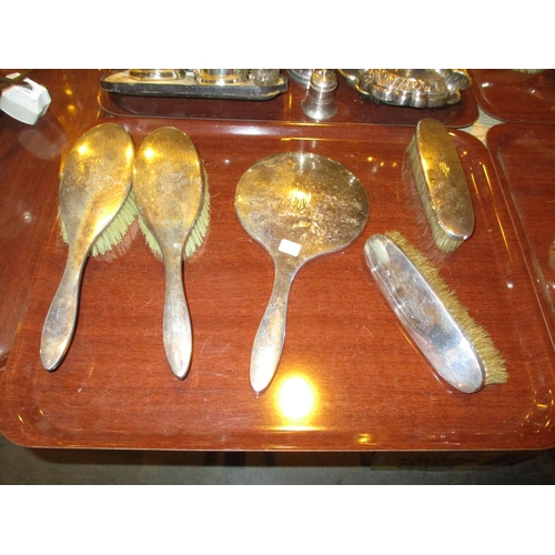 75 - Silver Back 5 Piece Dressing Table Set, Birmingham 1916/17