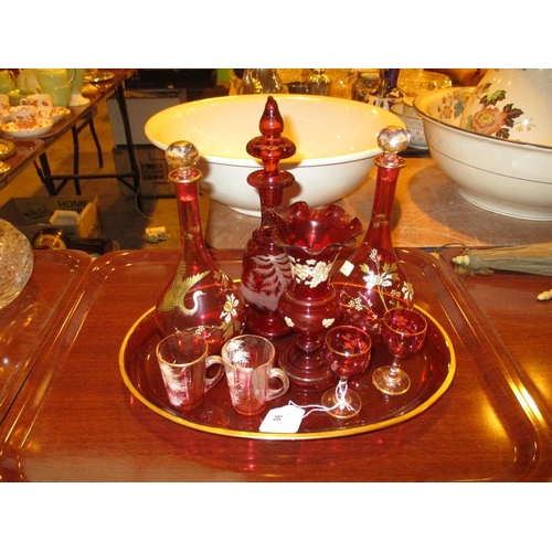 86 - Selection of Ruby and Overlaid Glasswares