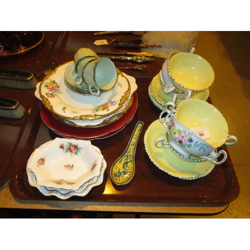 89 - Set of 6 Hand Painted Soup Cups and Saucers and Other Ceramics