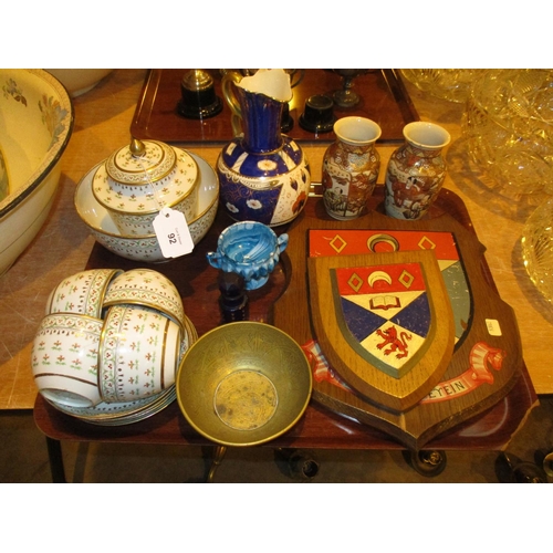 92 - Two Shield Plaques, Victorian Ceramics, Glass etc