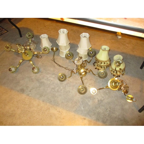 96 - Three Brass Pendant Light Fittings