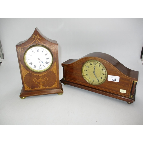 298 - Two Edwardian Inlaid Mahogany Clocks