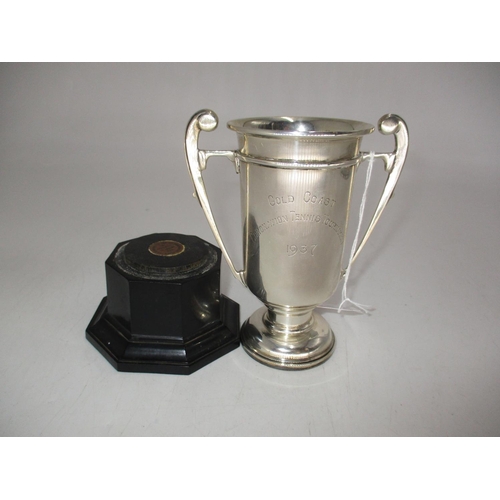 312B - Silver 2 Handle Trophy, London 1936, 160g, with Stand