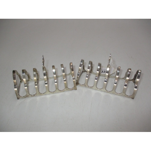 333 - Pair of Silver 6 Bar Toast Racks, Birmingham 1954, 112g total